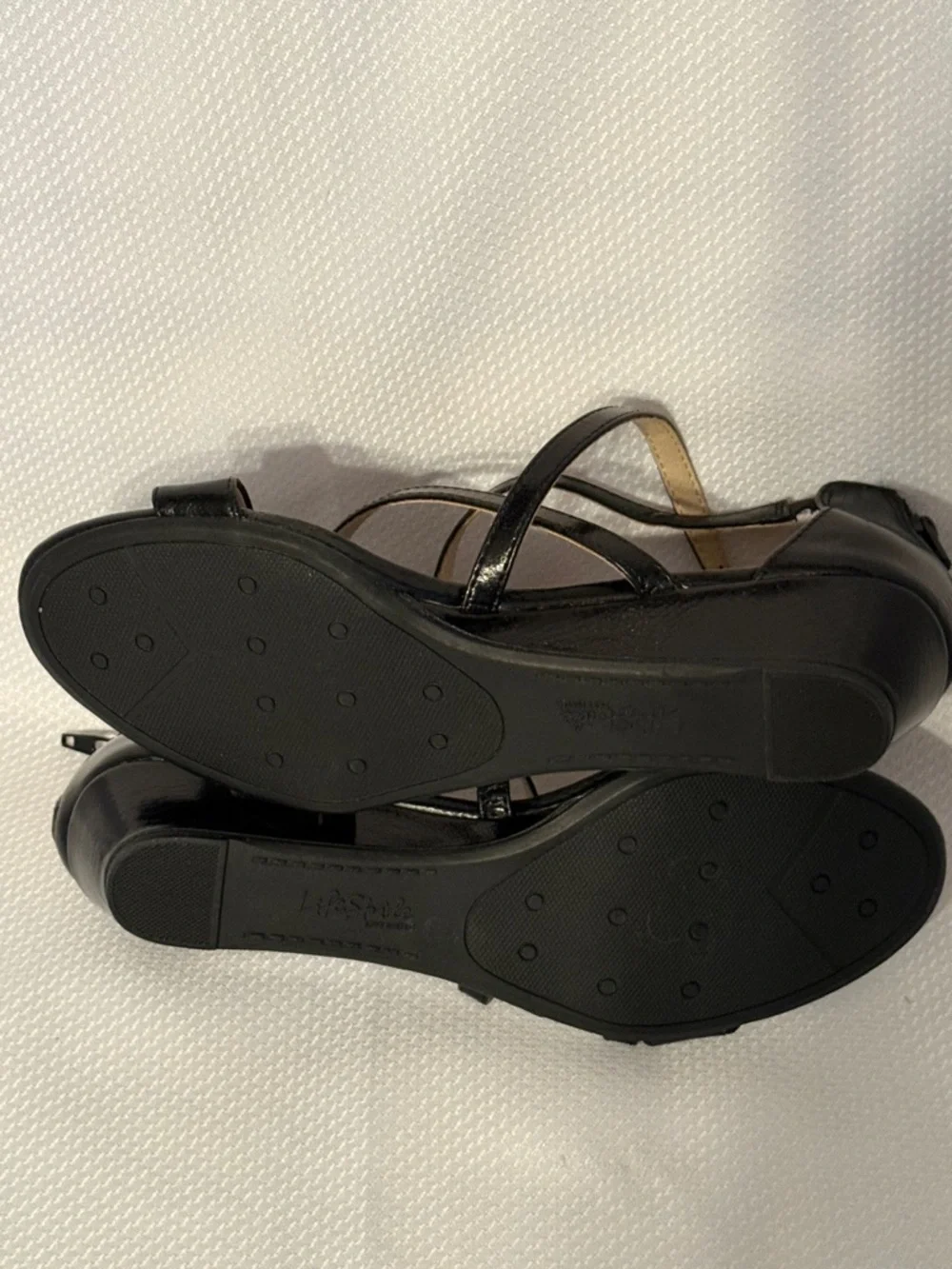LifeStride‎ Yolanda Black Strappy Wedge Sandals Womens 8.5W Low Heel Zip Back